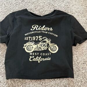 SHEIN Black and Gold Motorcycle Graphic Tee